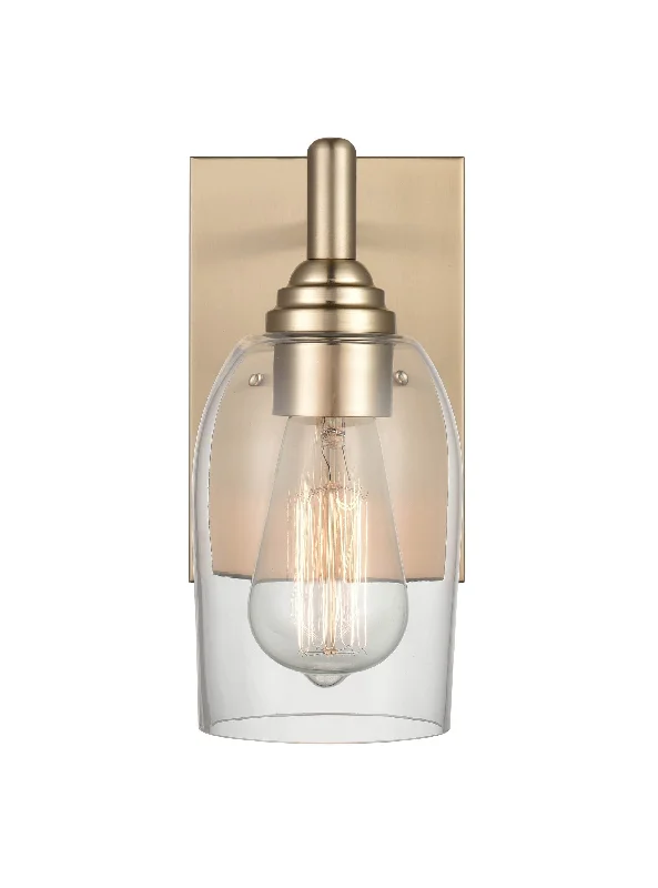 Low - Bay Industrial Lighting Fixtures for Small FactoriesArlett Wall Sconce - Modern Gold - Clear Glass - in. Extension - E26 Medium Base Low - Bay Industrial Lighting Fixtures for Small FactoriesArlett Wall Sconce - Modern Gold - Clear Glass - in. Extension - E26 Medium Base