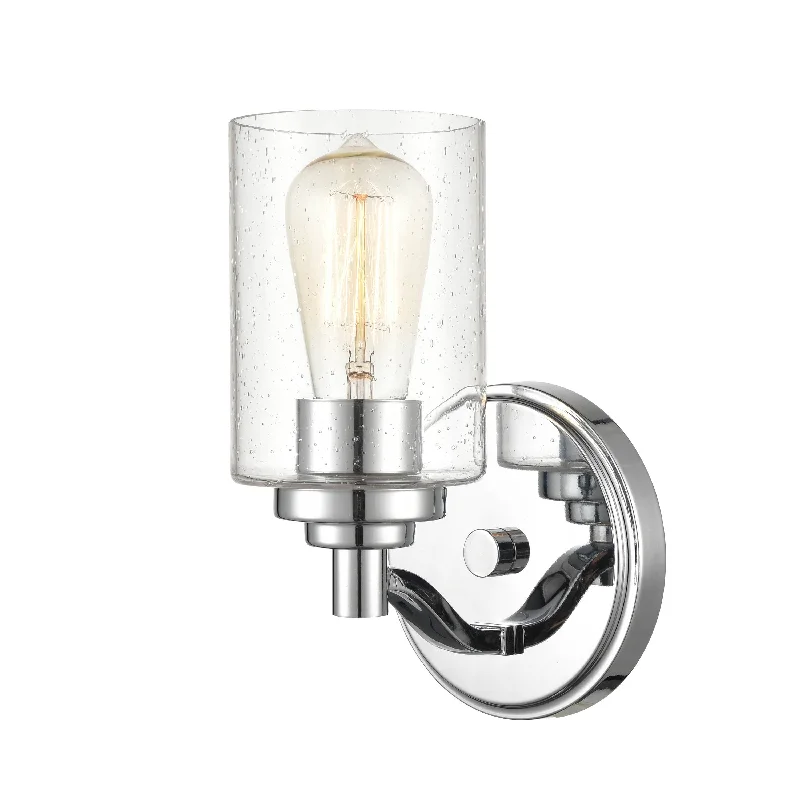 Industrial Task Lighting for Precision WorkstationsSingle Lamp Wall Sconce - Chrome - Clear Seeded Glass - 6.125in. Extension - E26 Medium Base Industrial Task Lighting for Precision WorkstationsSingle Lamp Wall Sconce - Chrome - Clear Seeded Glass - 6.125in. Extension - E26 Medium Base