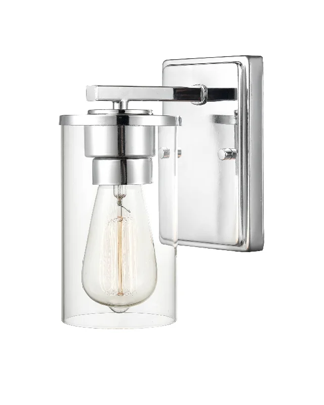 Industrial Lighting for Metal Fabrication ShopsVerlana Wall Sconce - Chrome - Clear Glass - 6.5in. Extension - E26 Medium Base Industrial Lighting for Metal Fabrication ShopsVerlana Wall Sconce - Chrome - Clear Glass - 6.5in. Extension - E26 Medium Base