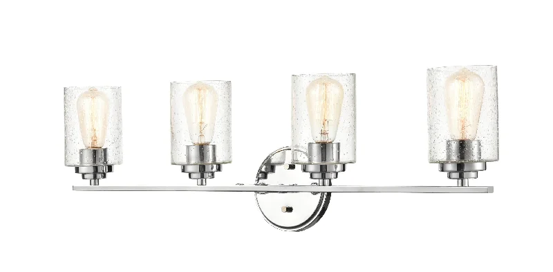 Industrial Emergency Lighting for Safety in Factories4 Lamps Bathroom Vanity Light - Chrome - Clear Seeded Glass - 31.125in. Wide Industrial Emergency Lighting for Safety in Factories4 Lamps Bathroom Vanity Light - Chrome - Clear Seeded Glass - 31.125in. Wide