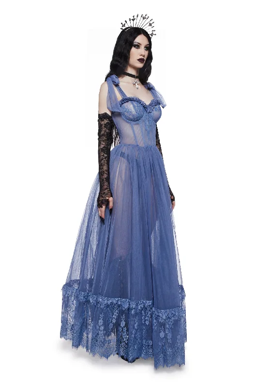 Dance With Death Sleeveless Maxi Dress - Light Blue