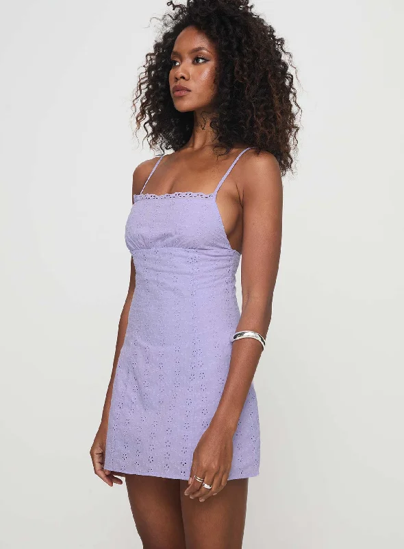 Ebullient Lace Mini Dress Lilac