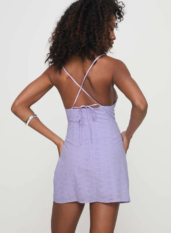 Ebullient Lace Mini Dress Lilac