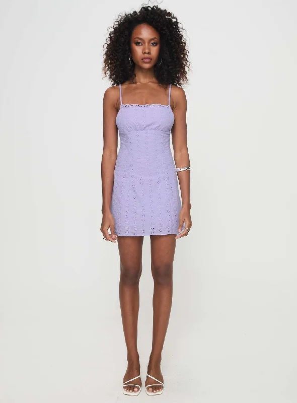 Ebullient Lace Mini Dress Lilac