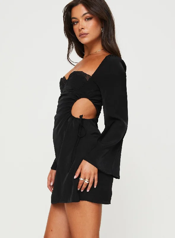 Hazel Long Sleeve Mini Dress Black