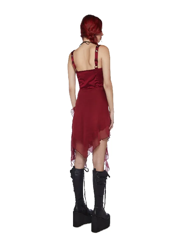 Life's No Fairytale Midi Dress - Burgundy