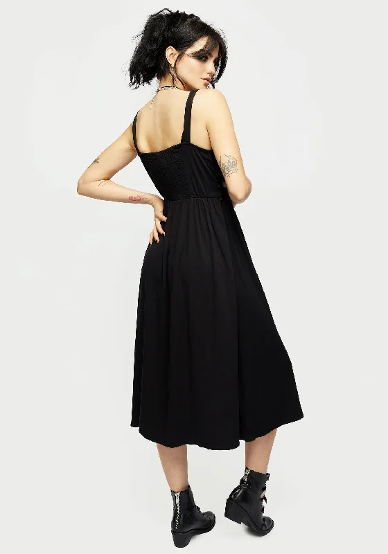 Raven V-Neck Sleeveless Chain Midi Dress