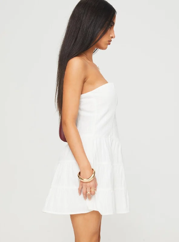 Estria Strapless Mini Dress White