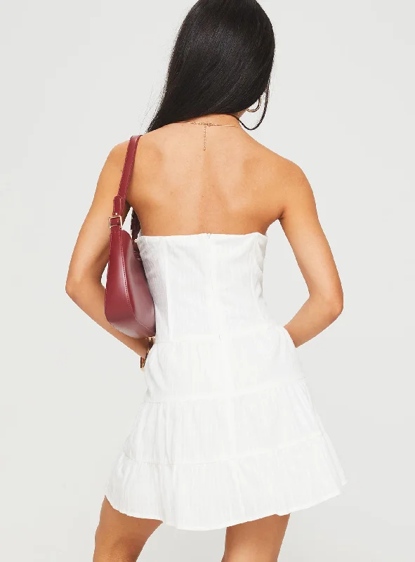 Estria Strapless Mini Dress White