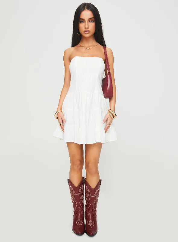 Estria Strapless Mini Dress White