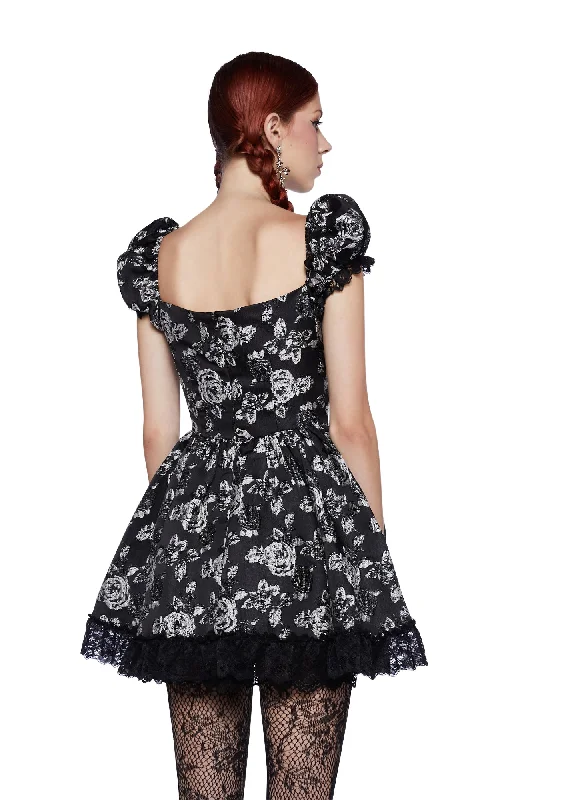 Tea And Circumstance Brocade Mini Dress - Black