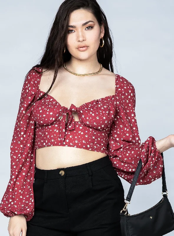 Alex Top Burgundy Floral