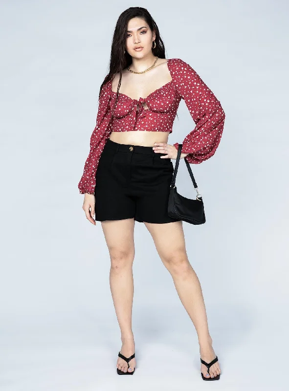 Alex Top Burgundy Floral