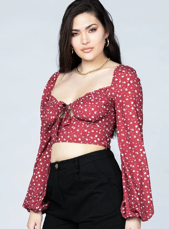 Alex Top Burgundy Floral