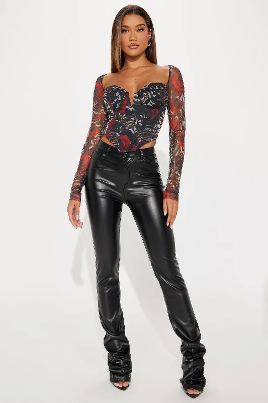 Scarlet Leopard Mesh Corset Top - Brown/combo