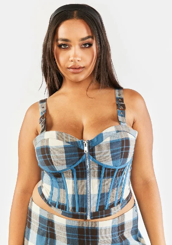 Plus Eff Academia Plaid Corset Top