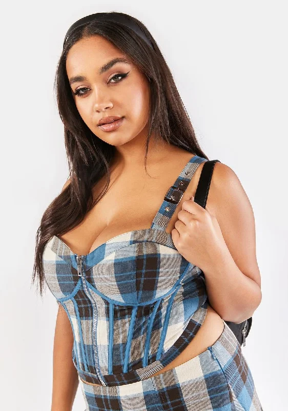 Plus Eff Academia Plaid Corset Top