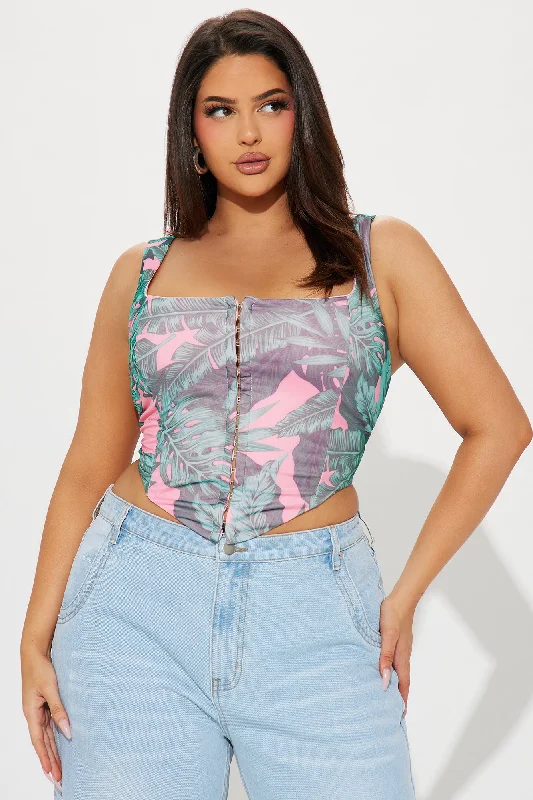 Summer Fling Mesh Corset Top - Pink/combo