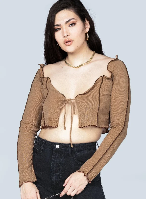 Veronica Tie Front Top Brown