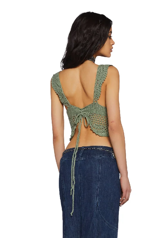 Washed Ashore Crochet Top-Green