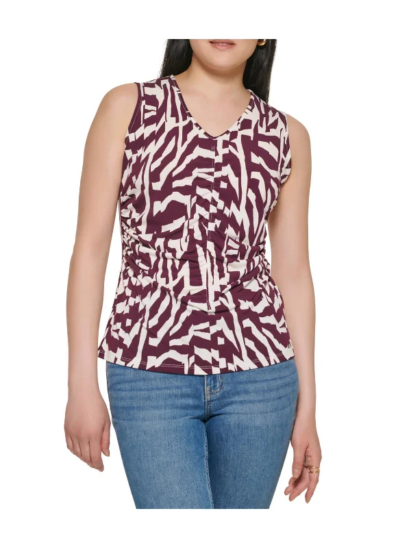 Womens Printed Ruched Shell