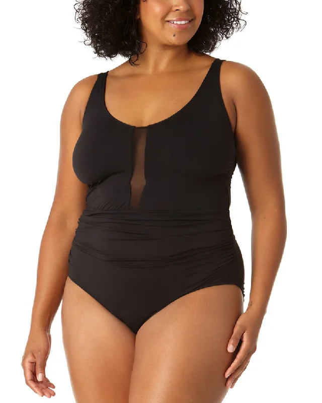 Anne Cole Plunge Mesh Insert One-Piece