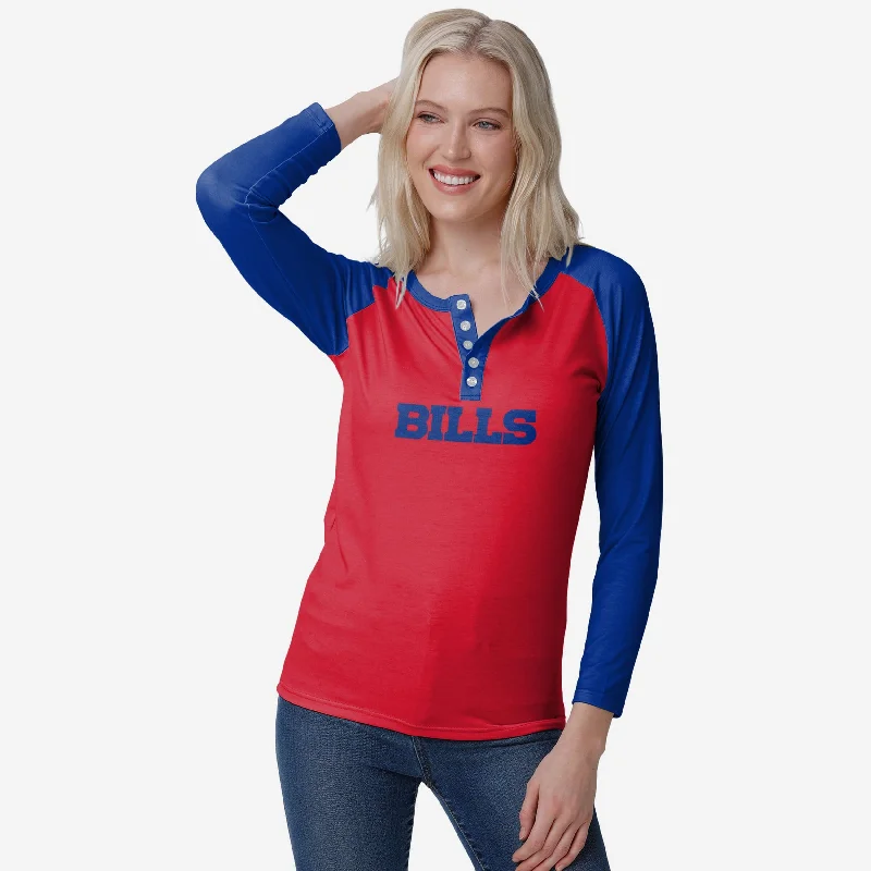 Buffalo Bills Womens Big Wordmark Long Sleeve Henley