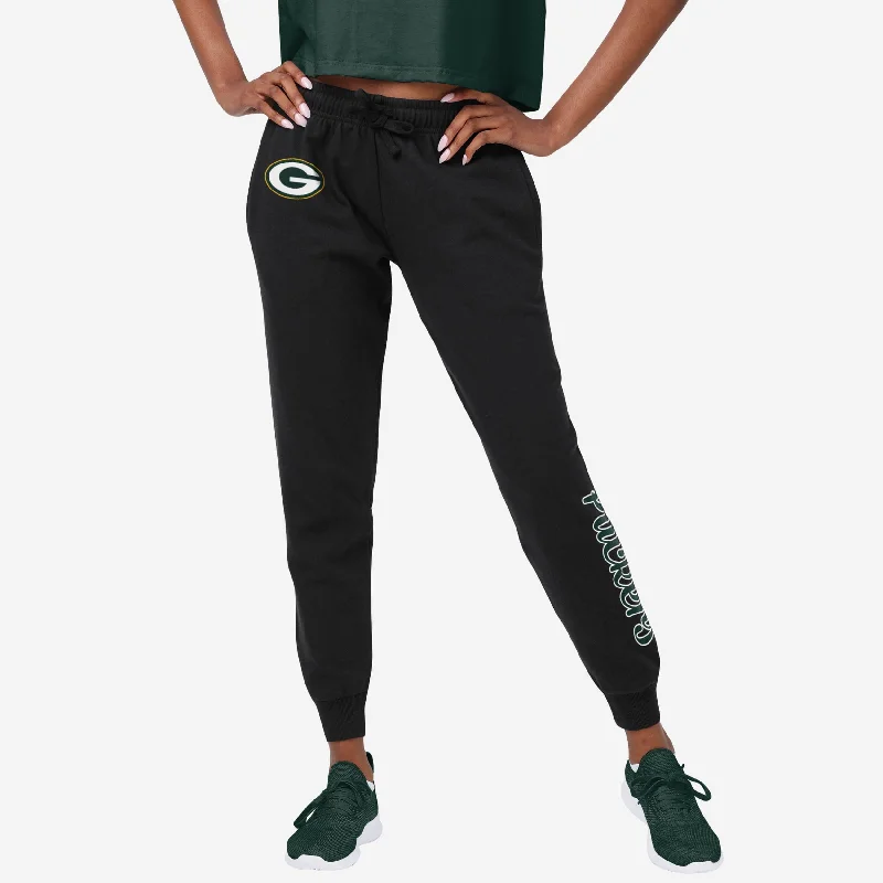 Green Bay Packers Womens Script Wordmark Black Joggers