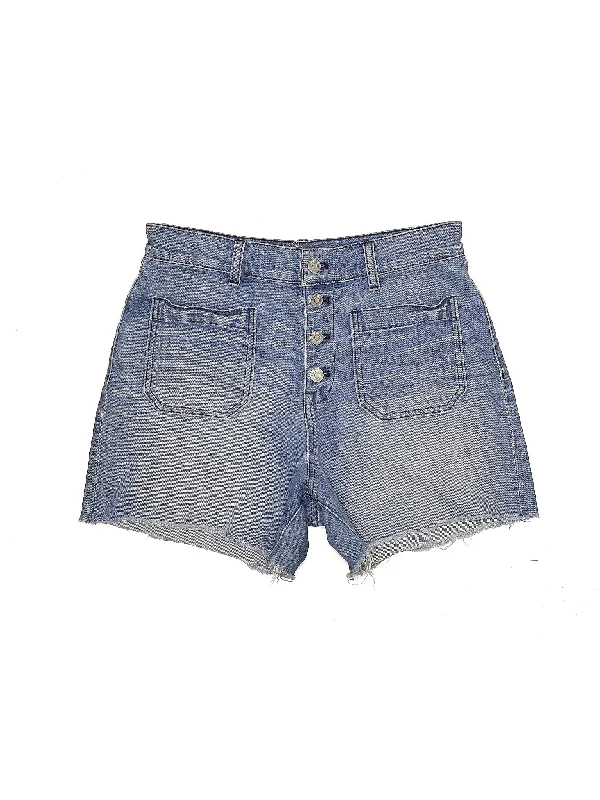 High-Rise Denim Shorts in Light Wash