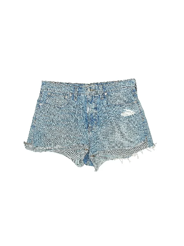 High-Rise Denim Shorts in Light Wash