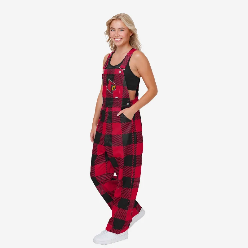 Louisville Cardinals Womens Plaid Bib Overalls