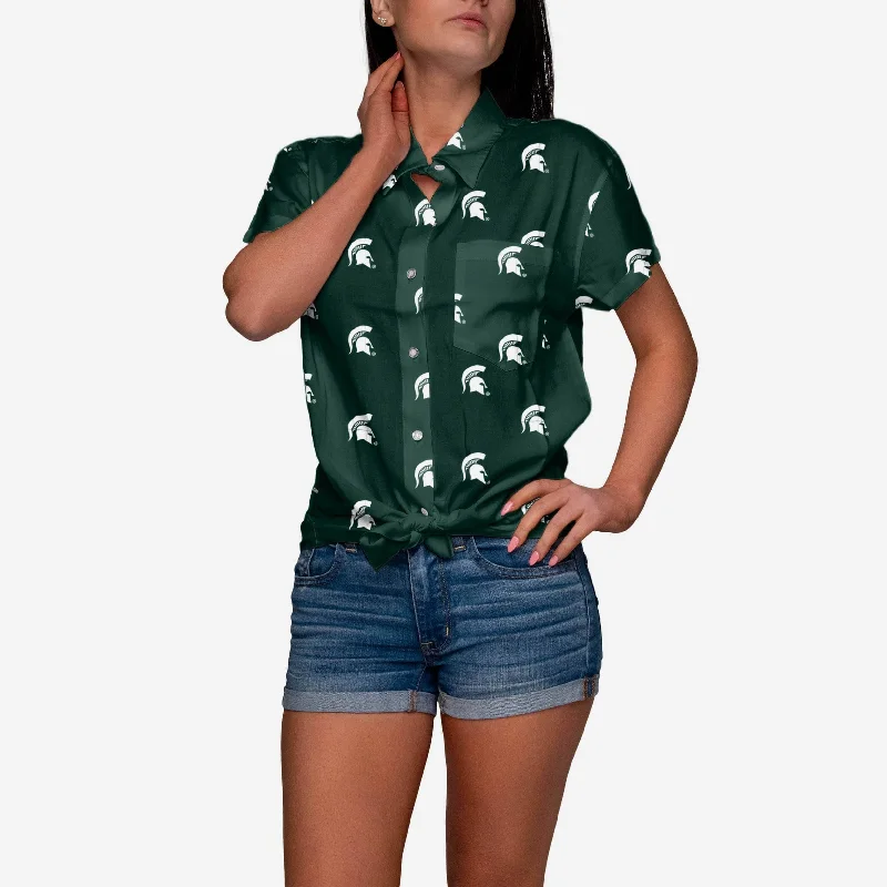 Michigan State Spartans Logo Blast Womens Button Up Shirt