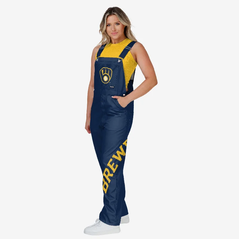 Milwaukee Brewers Womens Big Logo Bib Overalls