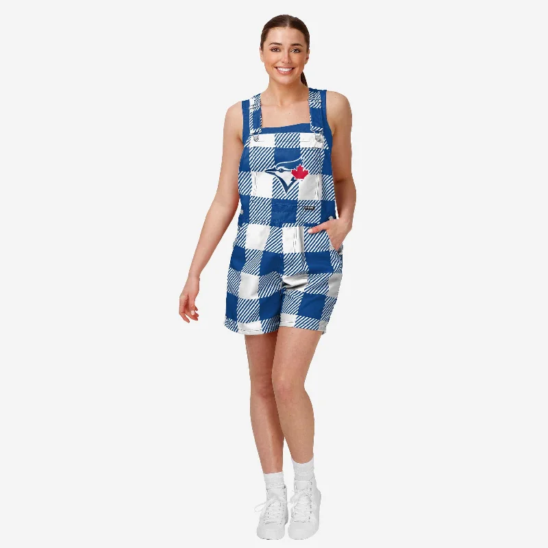 Toronto Blue Jays Womens Plaid Bib Shortalls