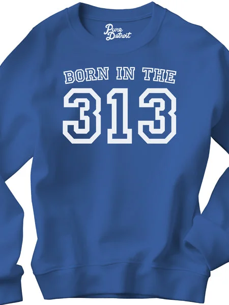 Born in the 313 Premium Sweatshirt - White / Royal Blue