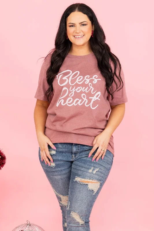 Bless Your Heart Tee, Heather Mauve