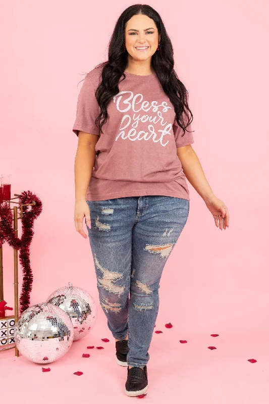 Bless Your Heart Tee, Heather Mauve