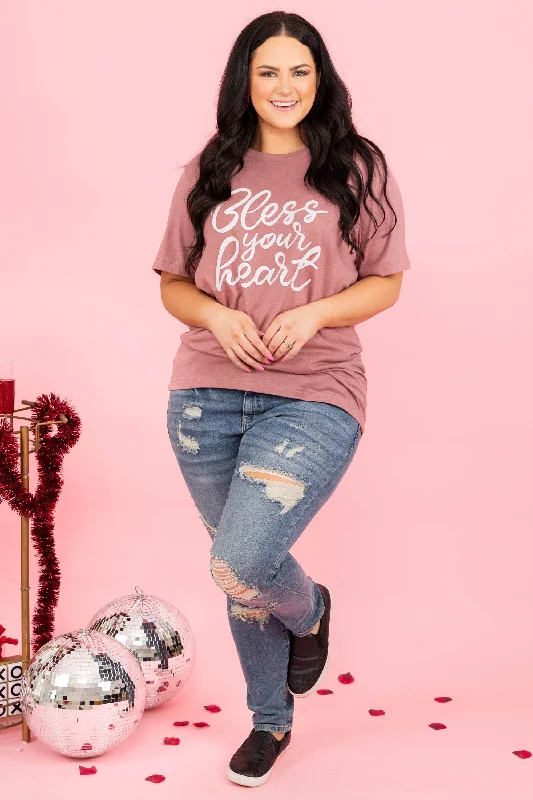 Bless Your Heart Tee, Heather Mauve