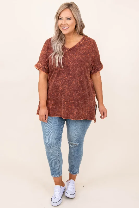 Comfy Travels Top, Persimmon Mineral Wash