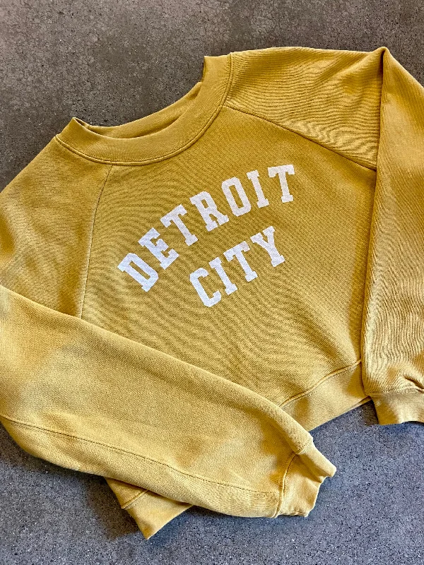 Detroit City Raglan Pullover /  White + Heather Mustard  / Women's