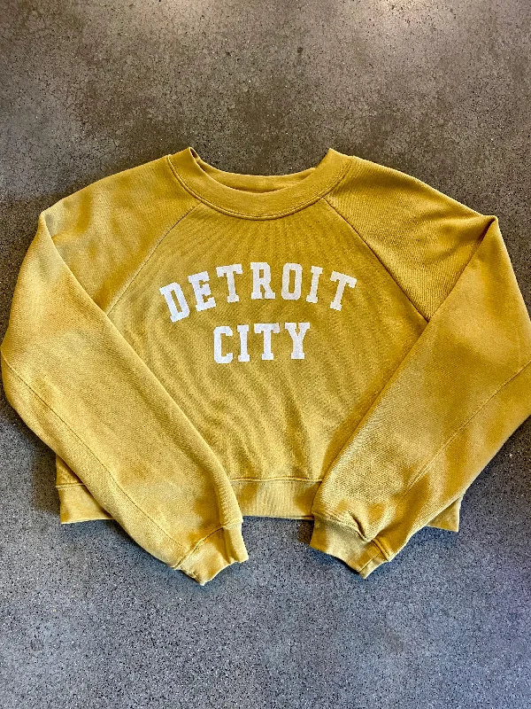 Detroit City Raglan Pullover /  White + Heather Mustard  / Women's