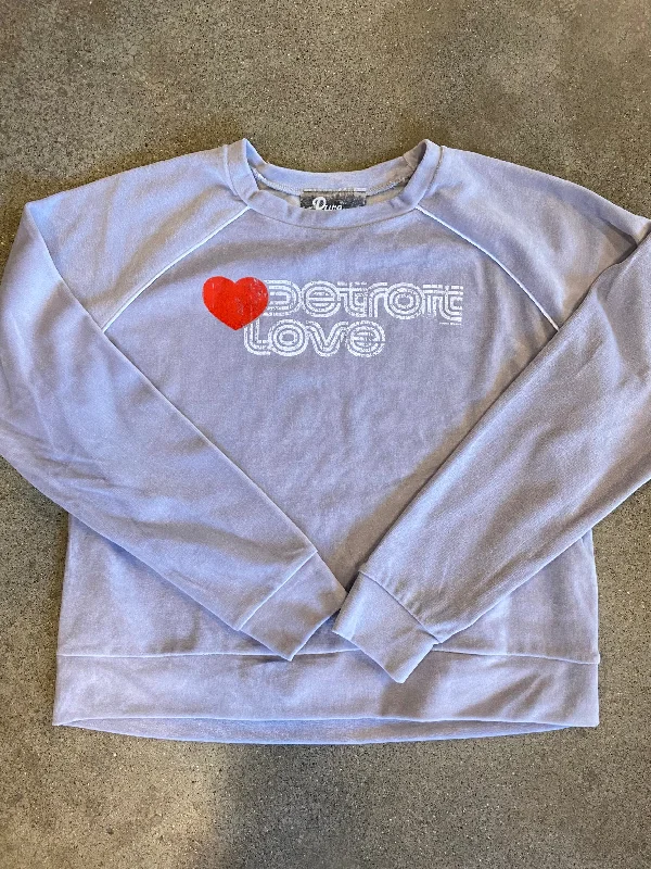 Detroit Love Cropped Velour Sweatshirt / Gray / Women's