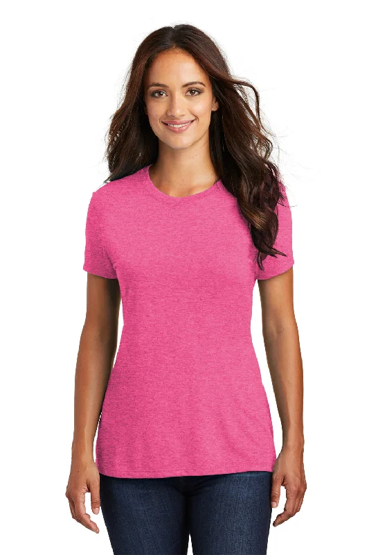 District Womens Perfect Tri Short Sleeve Crewneck T-Shirt - Fuchsia Pink Frost