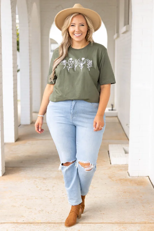 Ever Bloom Tee, Military Green