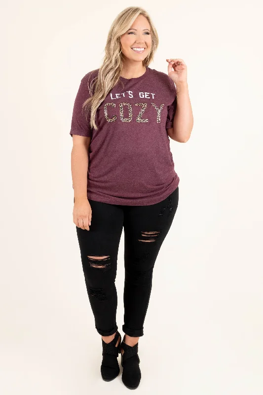 Getting Cozy Tee, Maroon Triblend