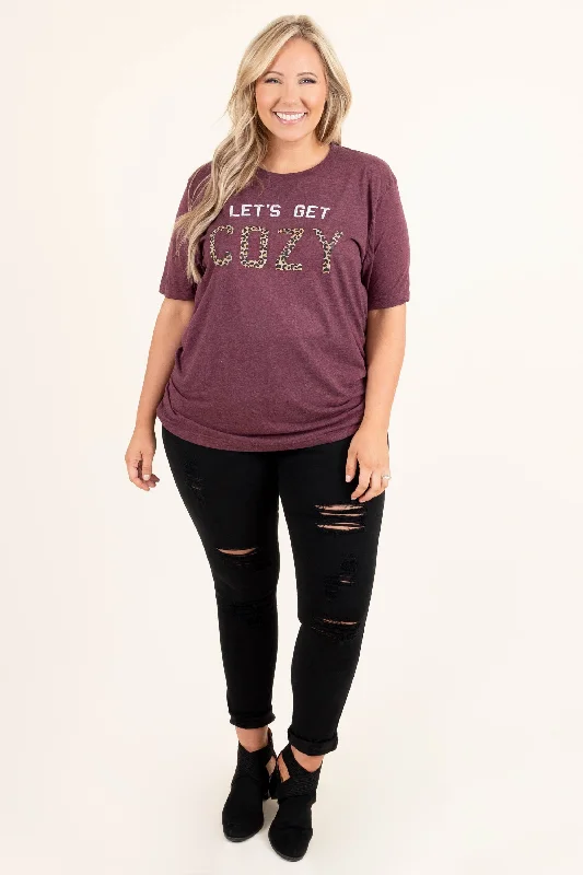 Getting Cozy Tee, Maroon Triblend