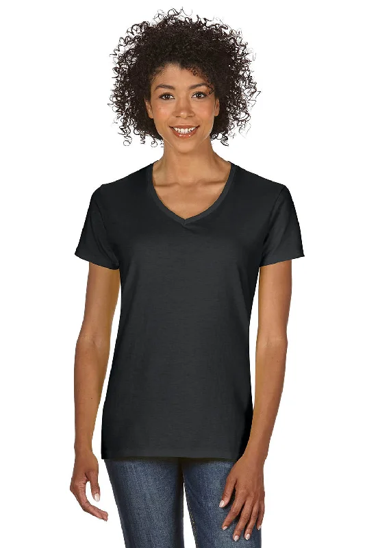 Gildan Womens Short Sleeve V-Neck T-Shirt - Black