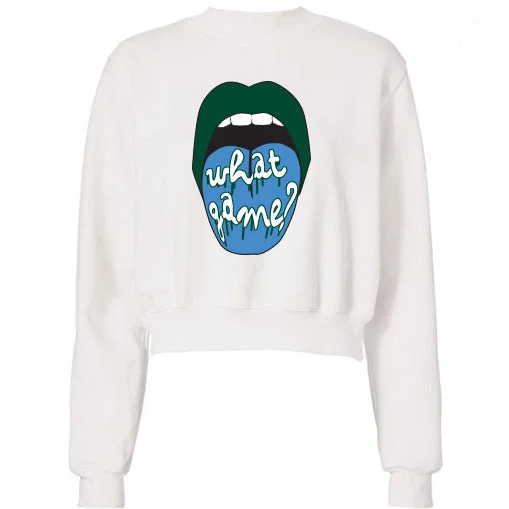 Green & Light Blue What Game Lips Cropped Sweatshirt