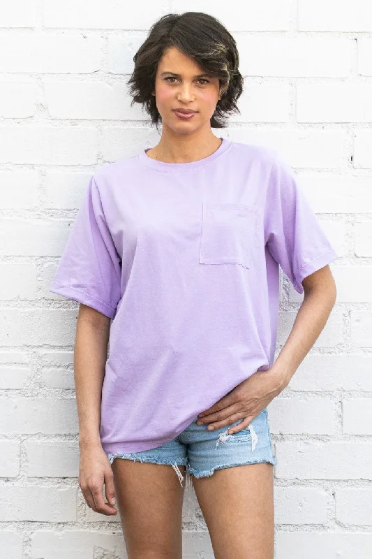 Lavender Oversized Pocket Front Short Sleeve Top