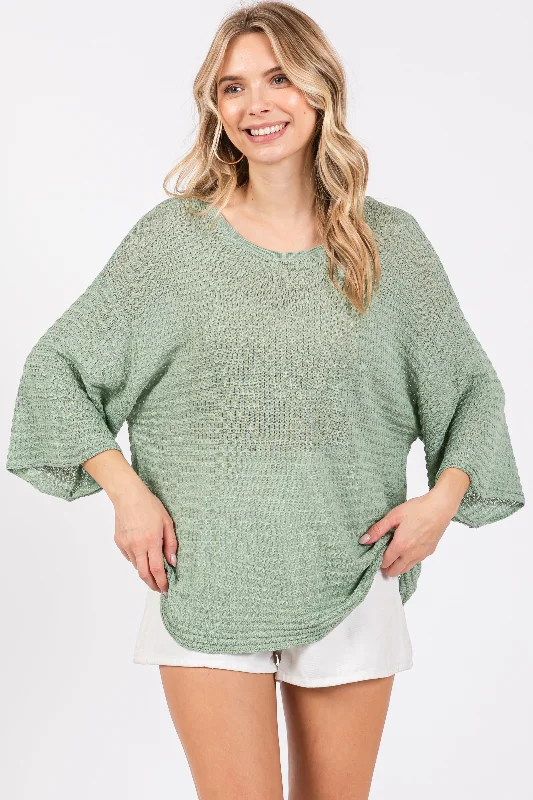 Mint Green Knit Short Sleeve Top